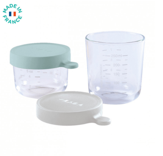 COFFRET 2 PORTIONS VERRE 150ML/250ML BLEU