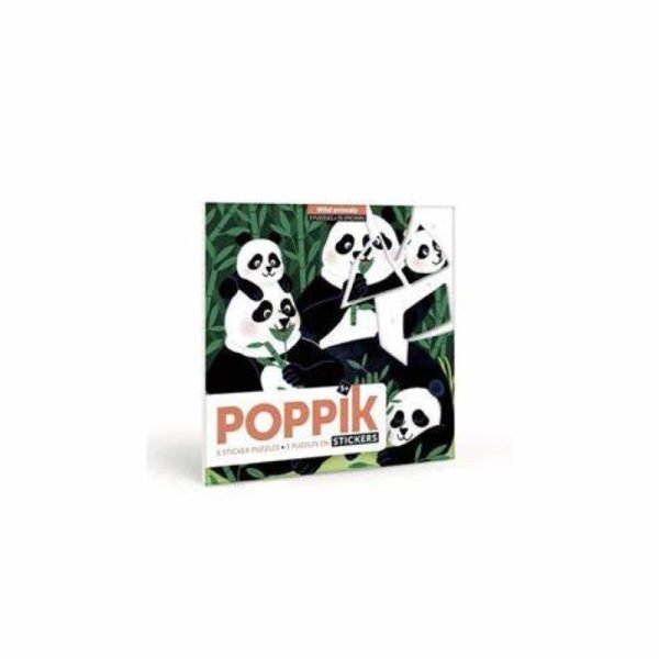3 Puzzles en stickers wild animals - Poppik