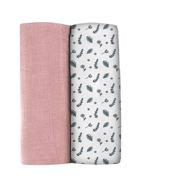 LOT DE 2 LANGES XXL EN COTON - BRIDAL PINK / FLOWERY COUNTRYSIDE