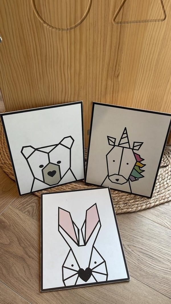 Set de 3 petit tableaux imprimé blanc