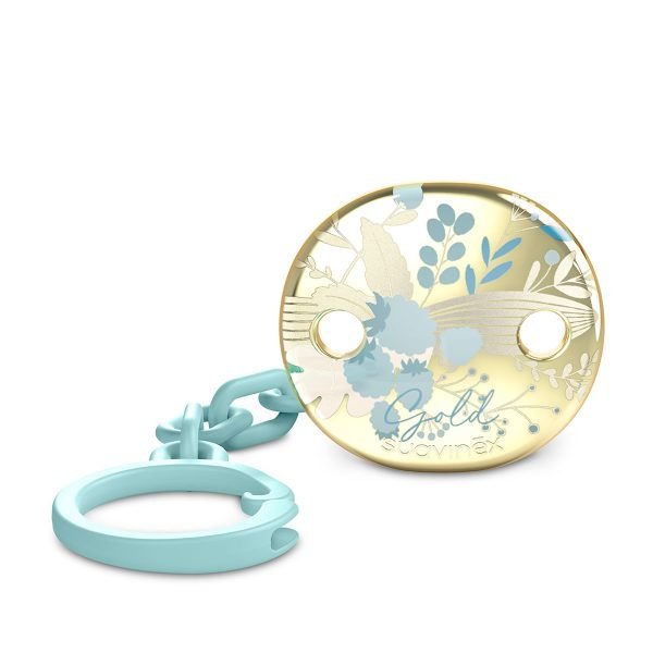 Attache sucette Gold bleu