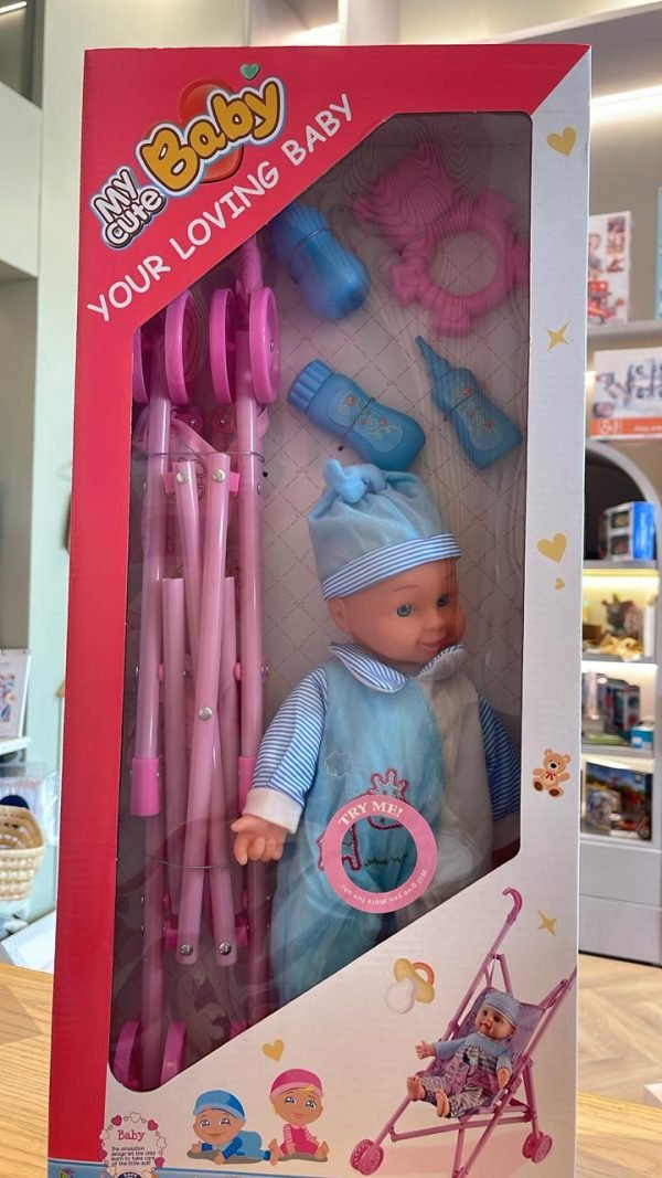 Poupée cute baby avec poussette