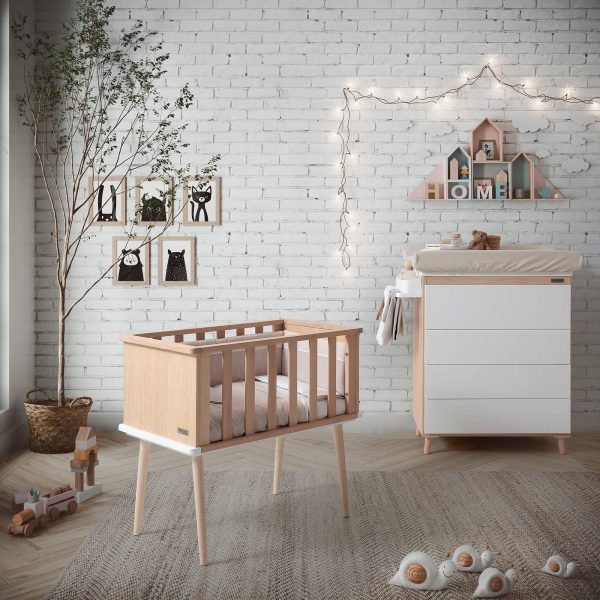 Berceau Micuna Mini 50 x 80 cm Nature Bois d'eau/blanc Bois/blanc