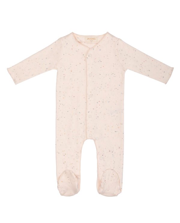 Grenouillère bébé en coton bio rose ivoire