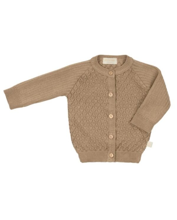 Gilet bébé en coton biologique, Tricot Taupe Chaud