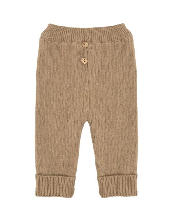 Pantalon bébé, coton biologique, Tricot Taupe Chaud