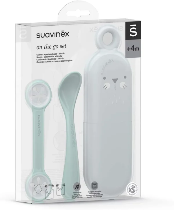 Suavinex cuillère et attache-serviette On Te Go Hygge Baby VERT